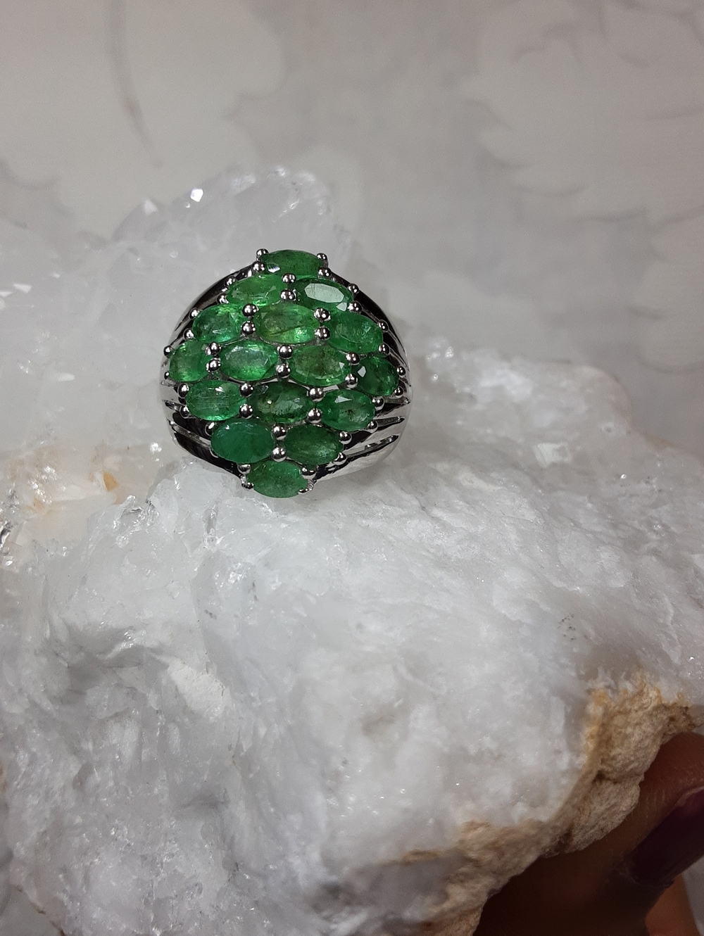 925 Emerald ring. - Picture 2 of 7